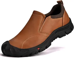 UPIShi Men's Waterproof Slip On Leather Hiking Outdoor Walking Casual Loafers Work Shoes