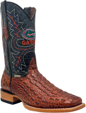 Vaccari Men's Jackson Genuine Hornback Alligator Print Leather & Embroidery Broad Square Toe Officially Licensed Cowboy University Boots