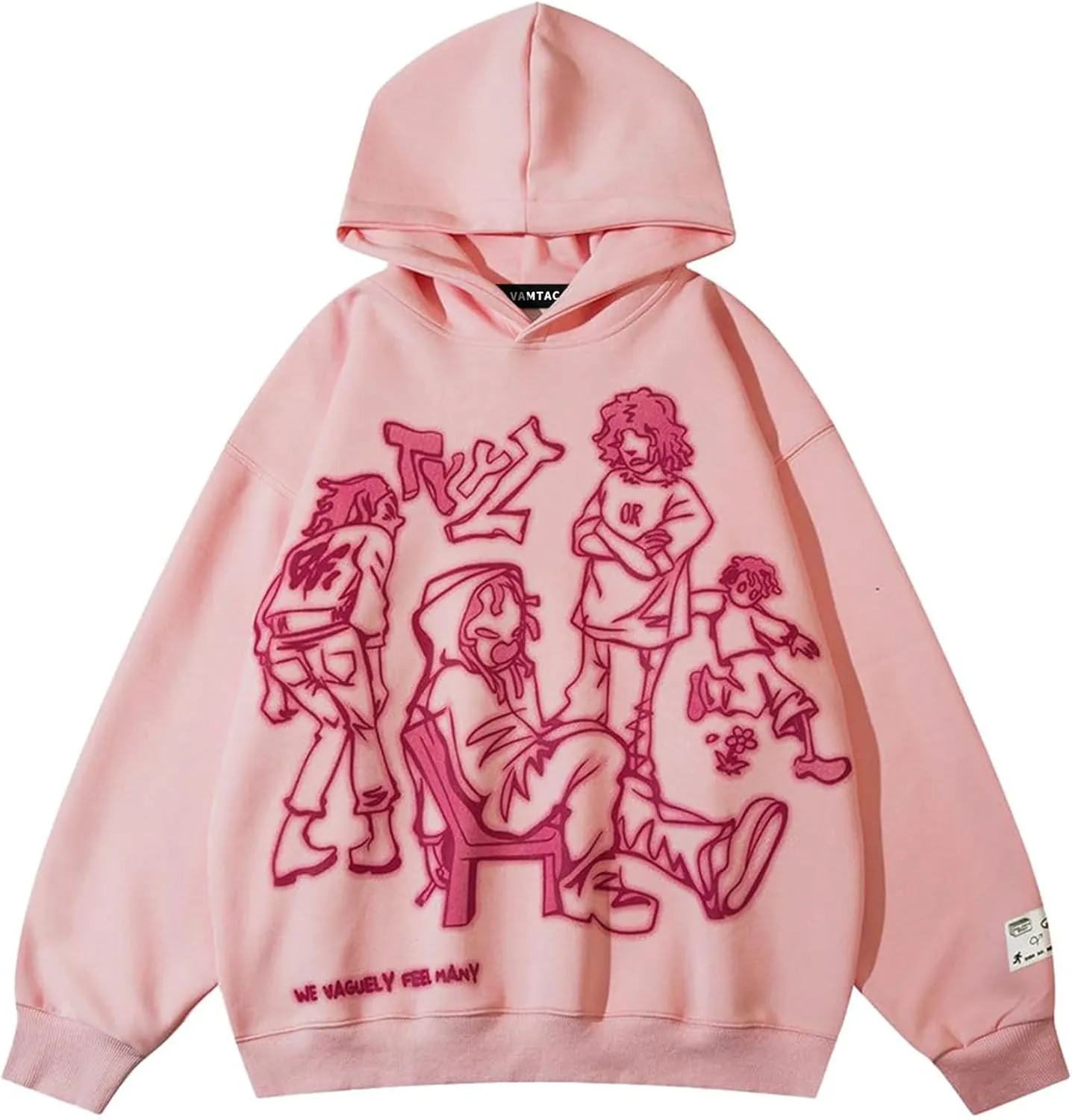 Vamtac Mens Graphic Hoodies Y2k Cute Pullover Oversized Fashion Streetwear Casual Hooded Sweatshirt Unisex Tops