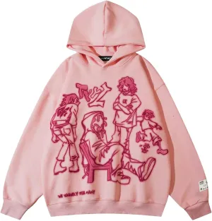Vamtac Mens Graphic Hoodies Y2k Cute Pullover Oversized Fashion Streetwear Casual Hooded Sweatshirt Unisex Tops
