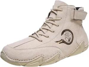 Versatile & Casual Sneaker New Winter Men's Padded Leather Korean High Top Hook Loop Short Boots Sport Shoes