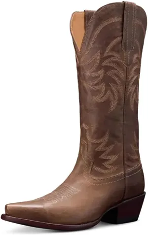 Vertundy Cowboy Boots For Women Pointed Toe Mid Calf Cowgirl Boots Chunky Heel Western Boots