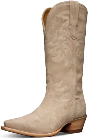 Vertundy Cowboy Boots For Women Pointed Toe Mid Calf Cowgirl Boots Chunky Heel Western Boots
