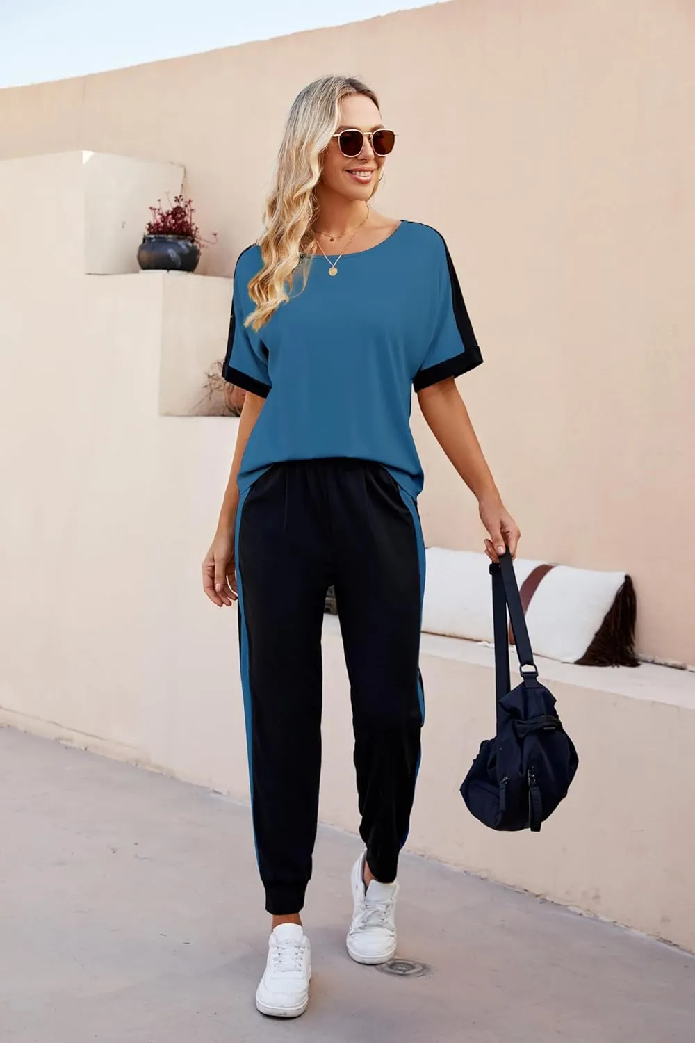 VIMPUNEC Women 2 Piece Outfits Summer Casual Lounge Sets Soft Sweatsuits Trendy Matching Sets