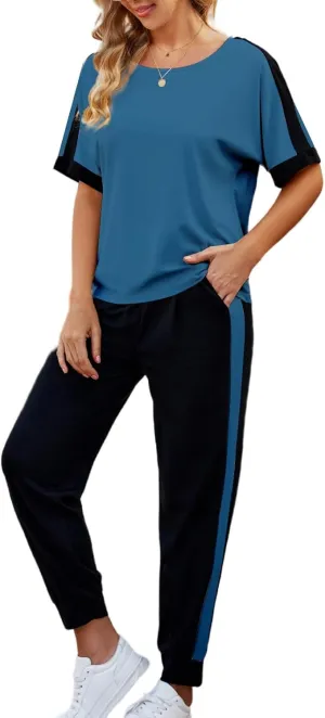 VIMPUNEC Women 2 Piece Outfits Summer Casual Lounge Sets Soft Sweatsuits Trendy Matching Sets