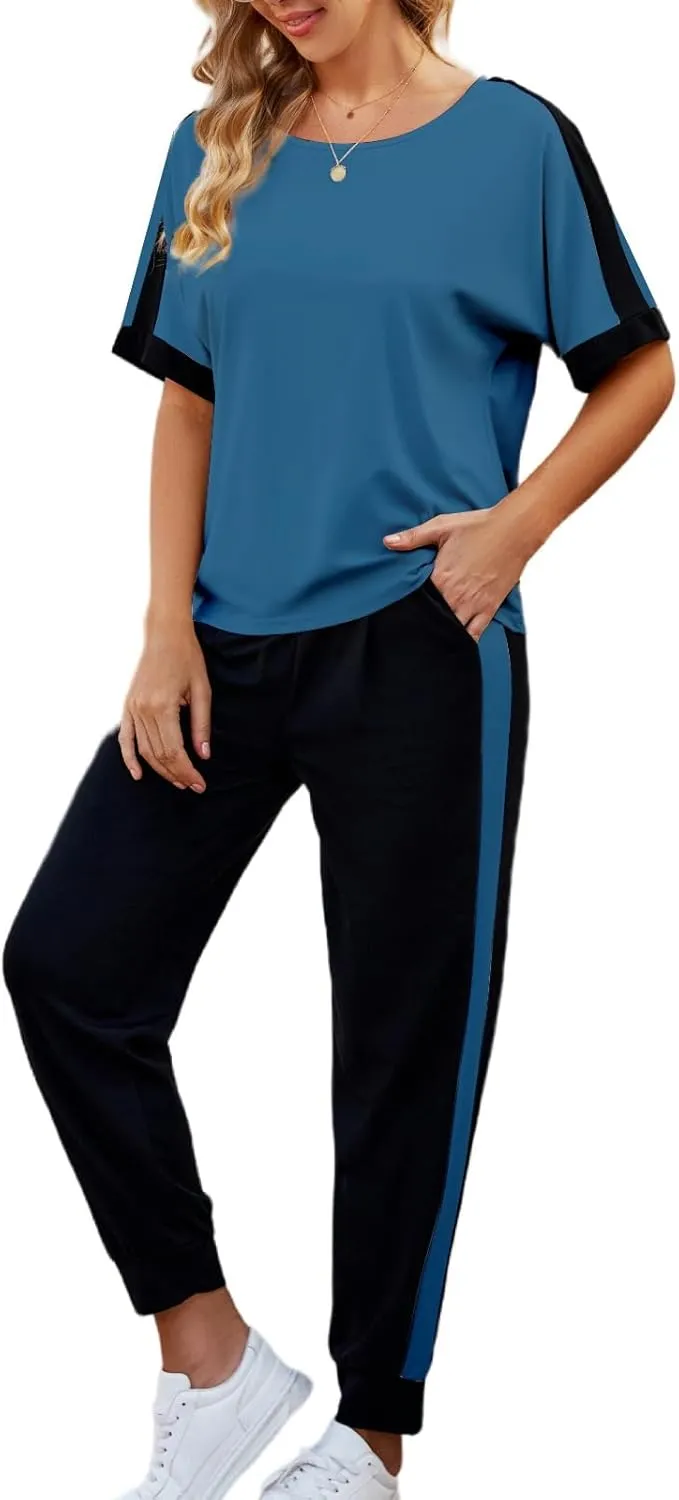 VIMPUNEC Women 2 Piece Outfits Summer Casual Lounge Sets Soft Sweatsuits Trendy Matching Sets