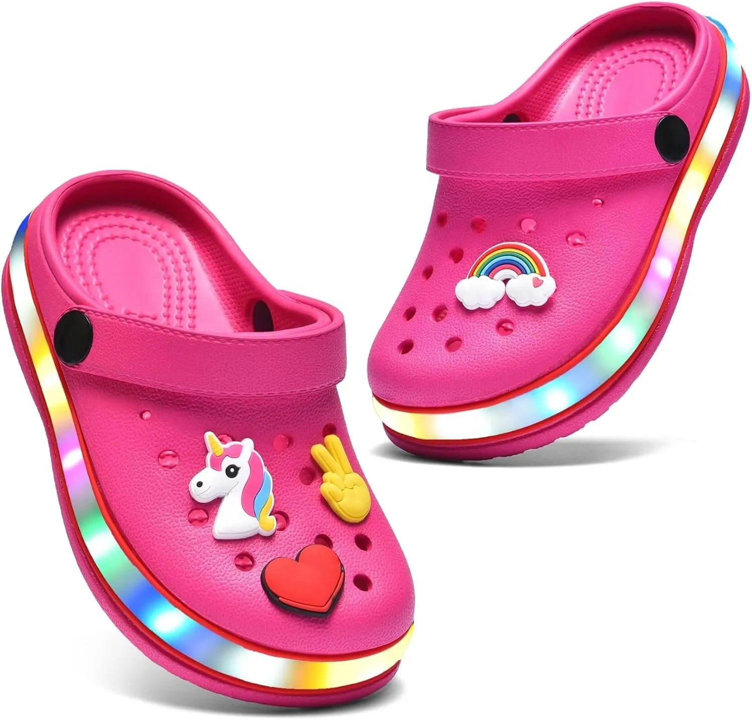 VIYEAR Toddler Light Up Sandals - Boy's & Girl's Garden & Beach Clogs - Indoor & Outdoor Slipper