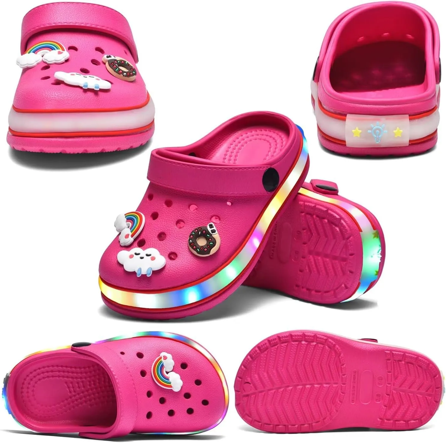 VIYEAR Toddler Light Up Sandals - Boy's & Girl's Garden & Beach Clogs - Indoor & Outdoor Slipper