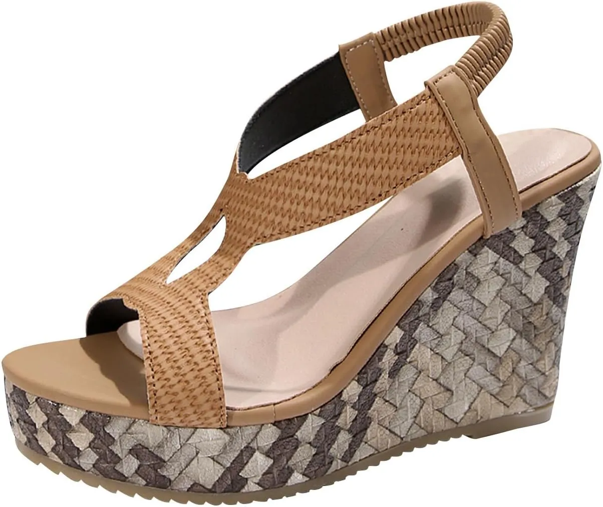 Wedge Sandals for Women Dressy Summer, Beach Comfortable Open-Toe Espadrilles Platform Ankle Strap Sandal Casual Shoes