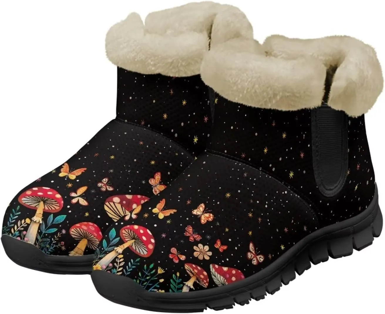 Winter Arch Support Ankle Boots for Women Plush Fuzzy Snow Booties Warm Anti-Slip Outdoor Shoes Size 6-12
