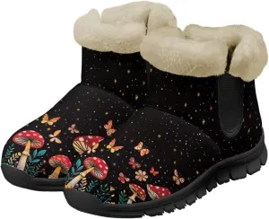 Winter Arch Support Ankle Boots for Women Plush Fuzzy Snow Booties Warm Anti-Slip Outdoor Shoes Size 6-12