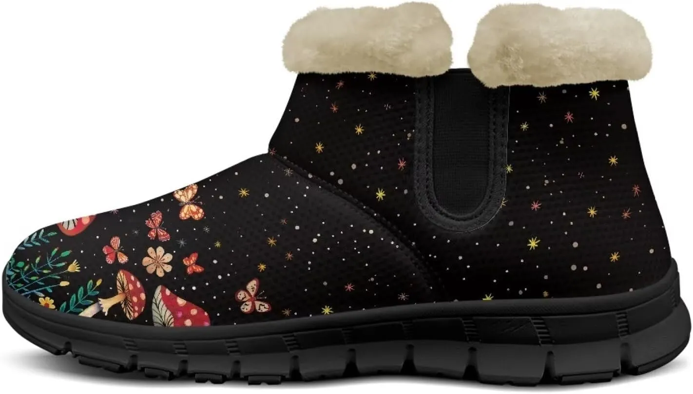 Winter Arch Support Ankle Boots for Women Plush Fuzzy Snow Booties Warm Anti-Slip Outdoor Shoes Size 6-12