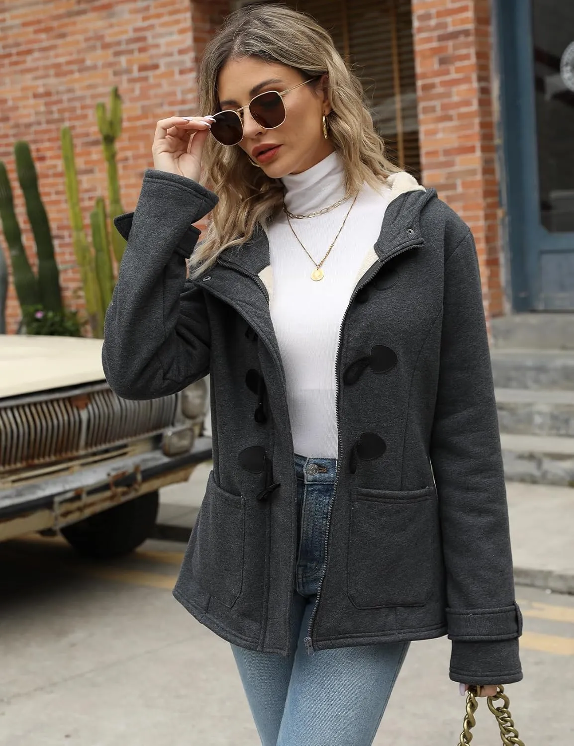 Winter Jackets for Women, Toggle Duffle Coat for Winter, Sherpa Lined Jacket Women