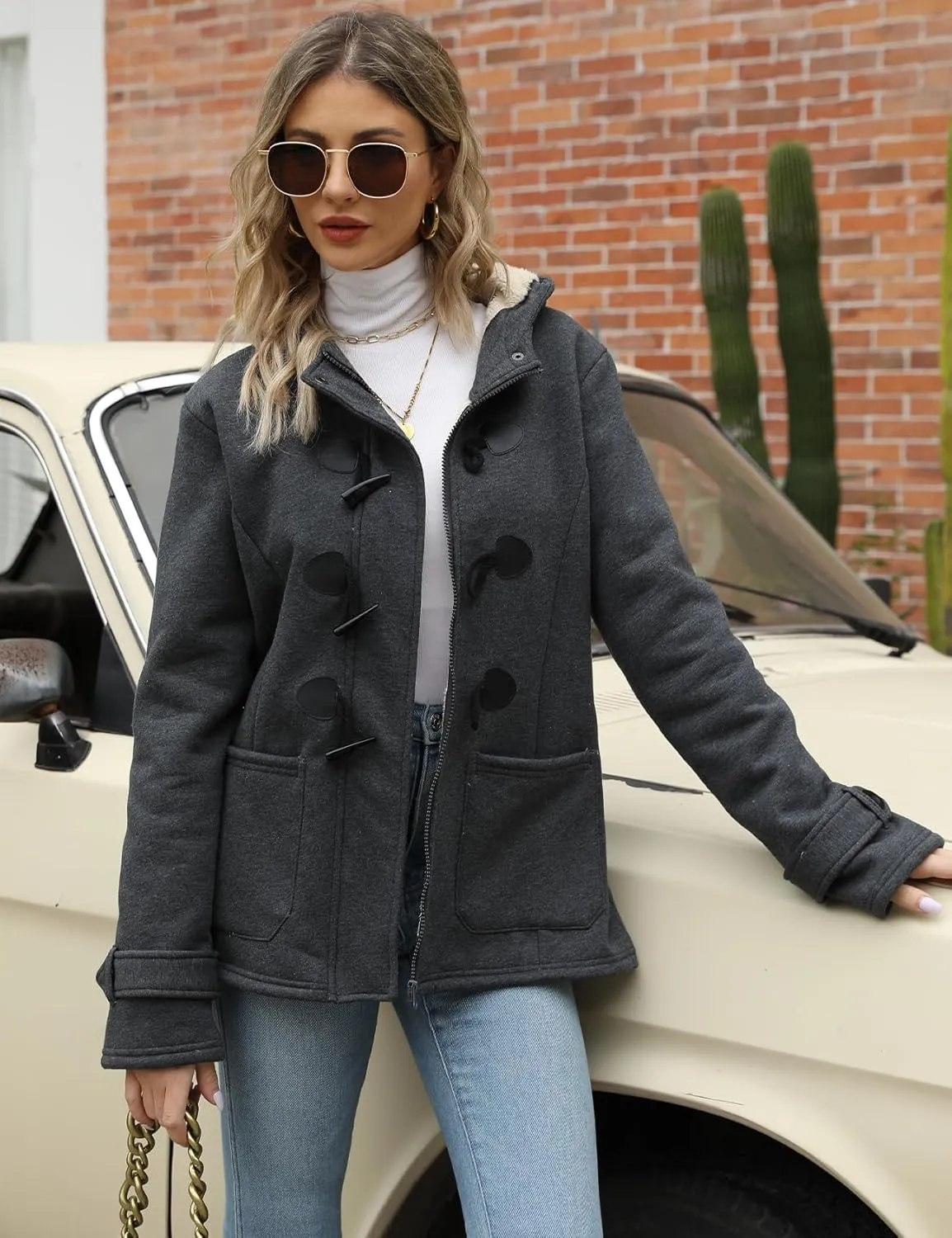 Winter Jackets for Women, Toggle Duffle Coat for Winter, Sherpa Lined Jacket Women