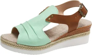 Women Shoes Wedge Thick Sole Sandals Fashionable Fish Mouth Breathable Bohemian Beach Earth Sandals for Women Size 9
