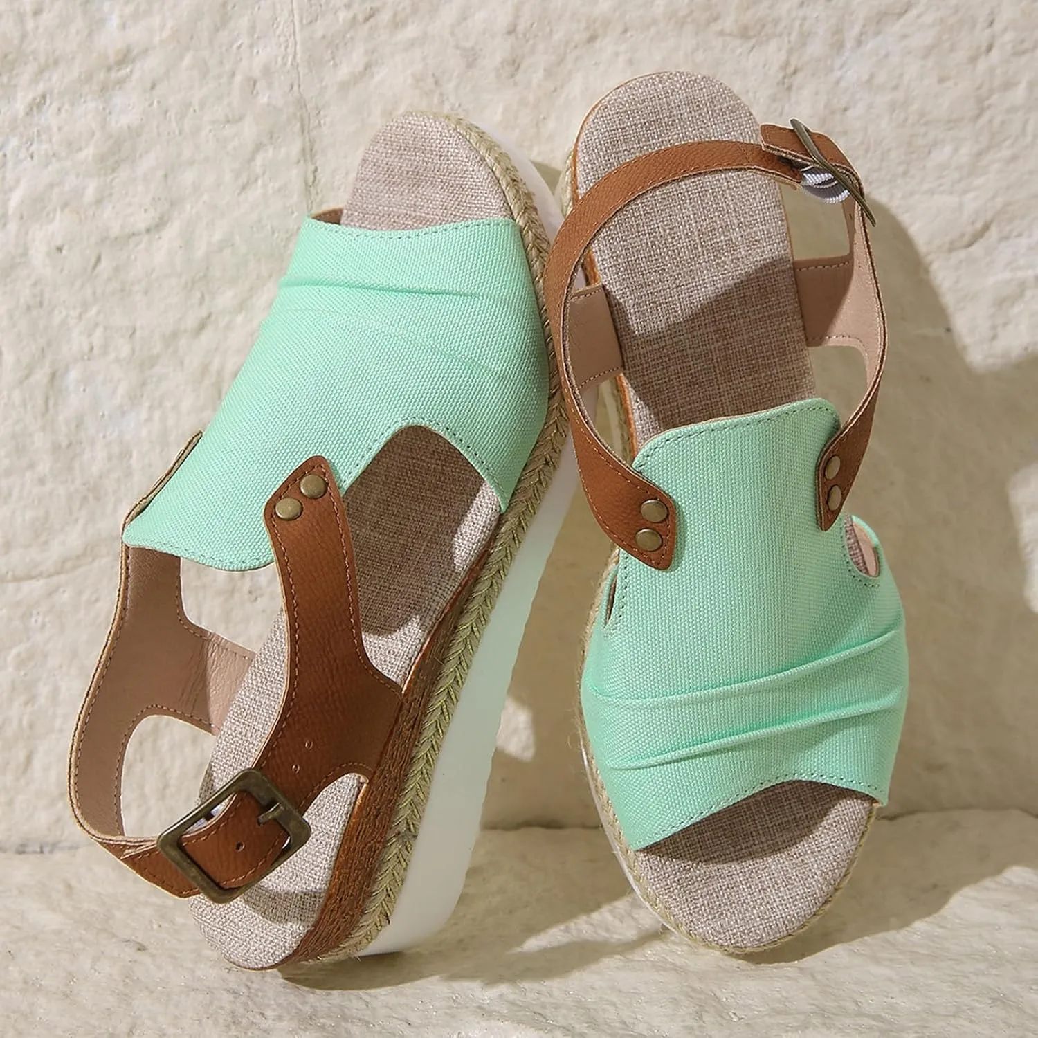 Women Shoes Wedge Thick Sole Sandals Fashionable Fish Mouth Breathable Bohemian Beach Earth Sandals for Women Size 9