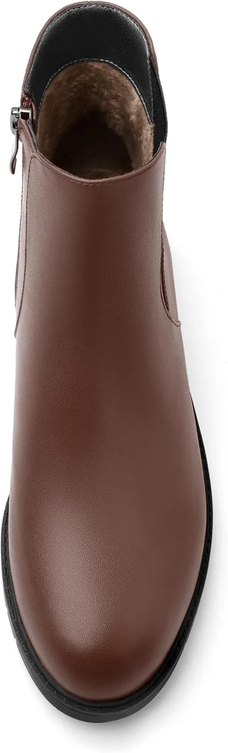 Womens Ankle Boots, Round Toe Low Chunky Heel Chelsea Boots for Women, Chelsea Ankle Booties with ELastic and Zipper 1"