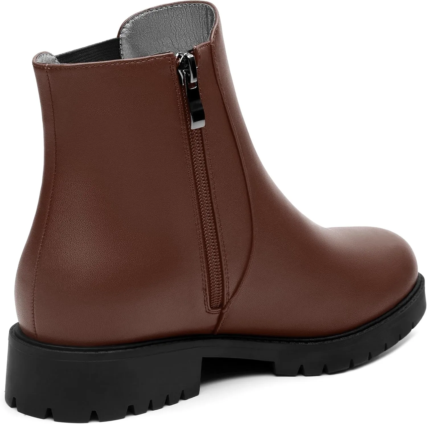 Womens Ankle Boots, Round Toe Low Chunky Heel Chelsea Boots for Women, Chelsea Ankle Booties with ELastic and Zipper 1"