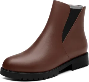 Womens Ankle Boots, Round Toe Low Chunky Heel Chelsea Boots for Women, Chelsea Ankle Booties with ELastic and Zipper 1"