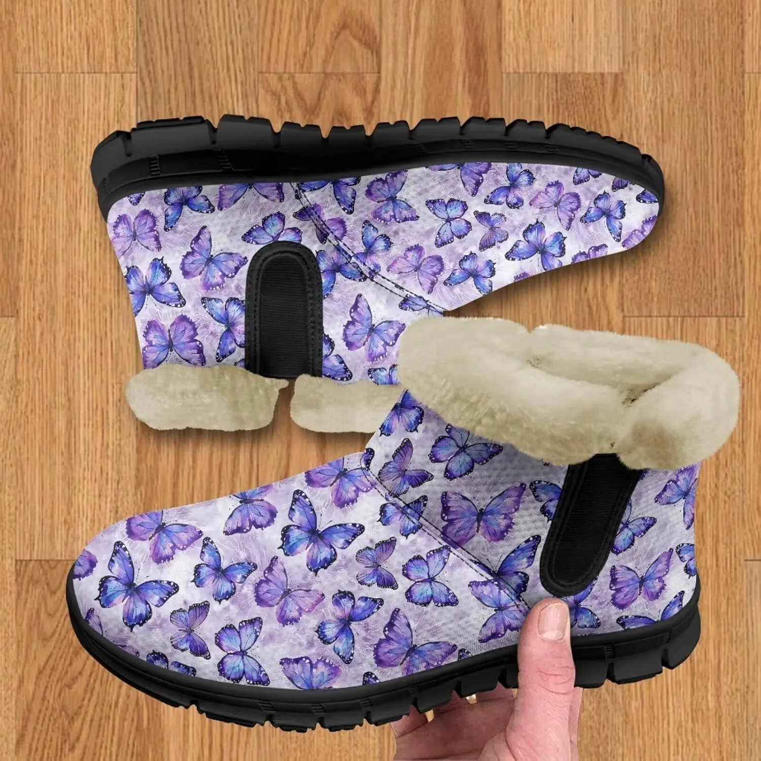 Womens Butterfly Snow Boots Winter Warm Ankle Booties for Women Comfortable Anti-Slip Outdoor Shoes Size 6-12