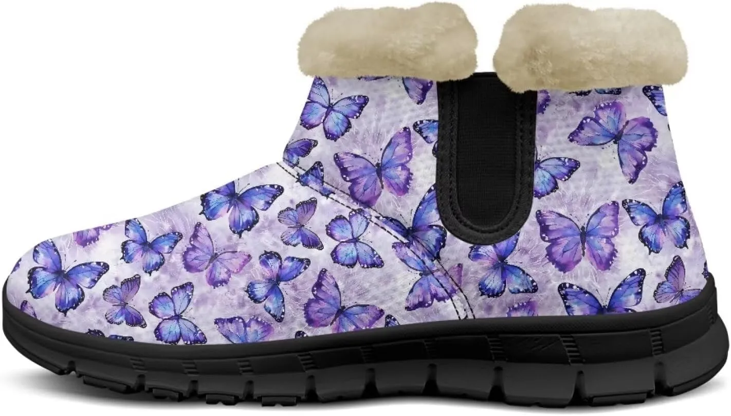 Womens Butterfly Snow Boots Winter Warm Ankle Booties for Women Comfortable Anti-Slip Outdoor Shoes Size 6-12