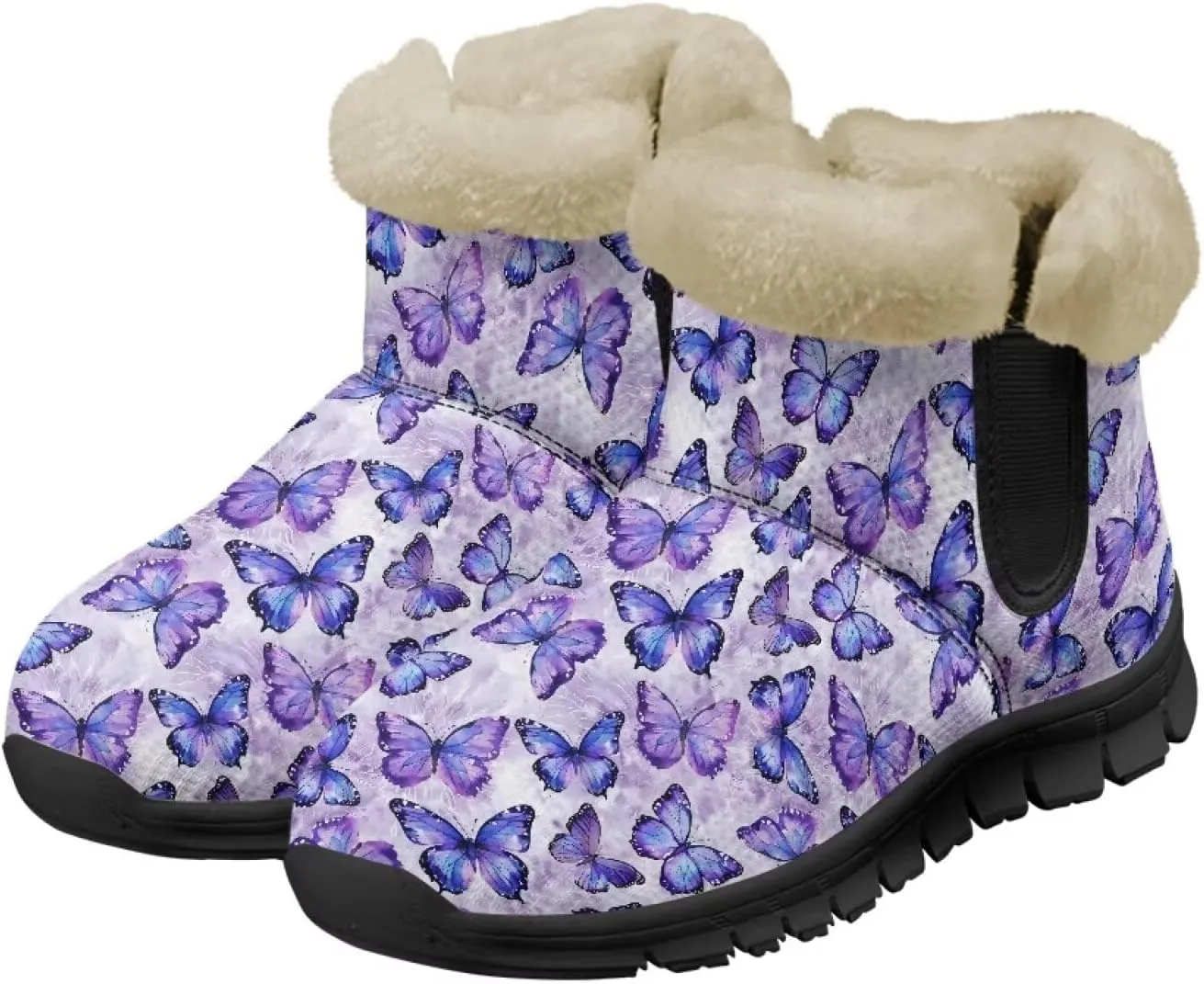 Womens Butterfly Snow Boots Winter Warm Ankle Booties for Women Comfortable Anti-Slip Outdoor Shoes Size 6-12