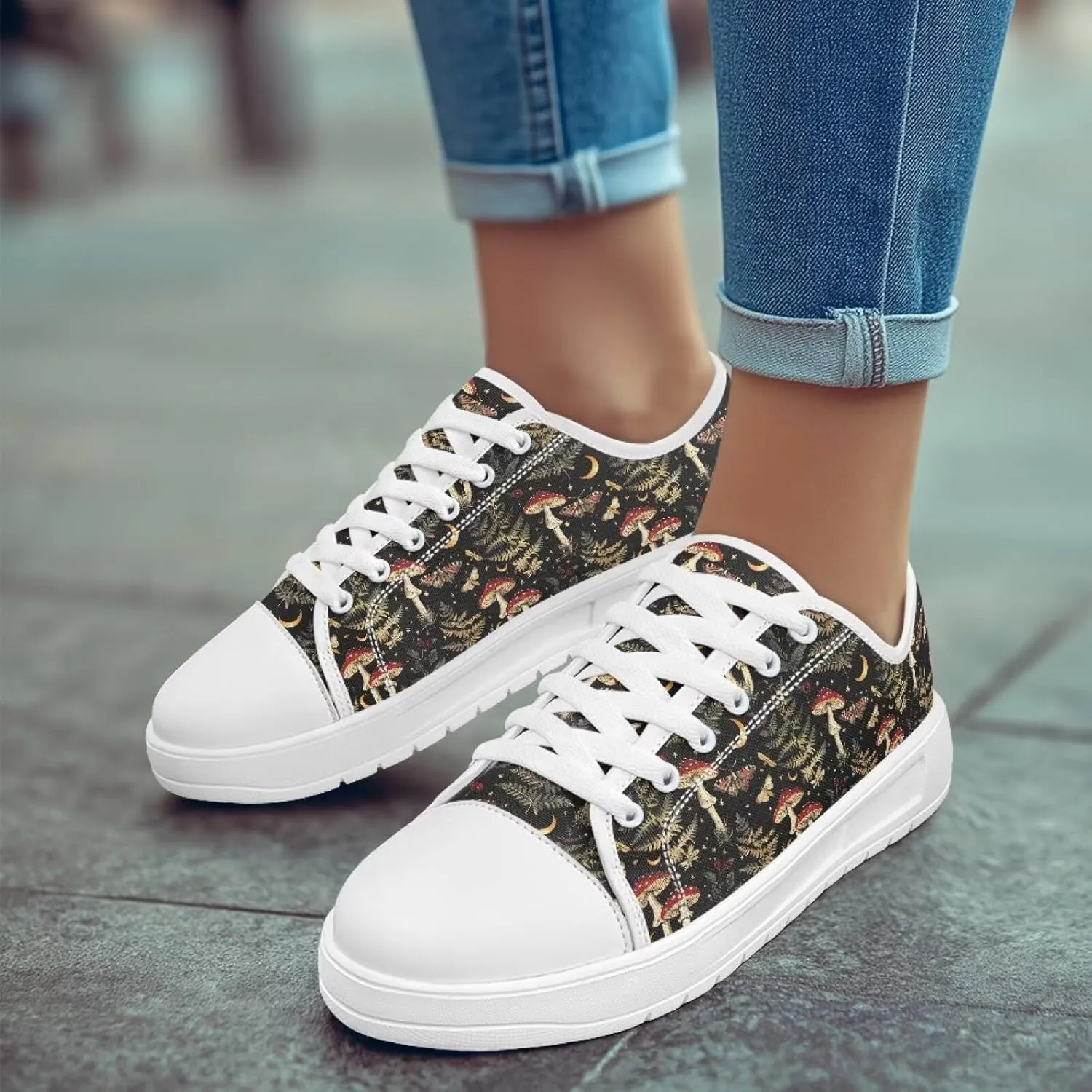 Womens Canvas Sneakers Lightweight Lace Up Fashion Comfortable Canvas Shoes Low Top Slip On Casual Tennis Walking Footwear