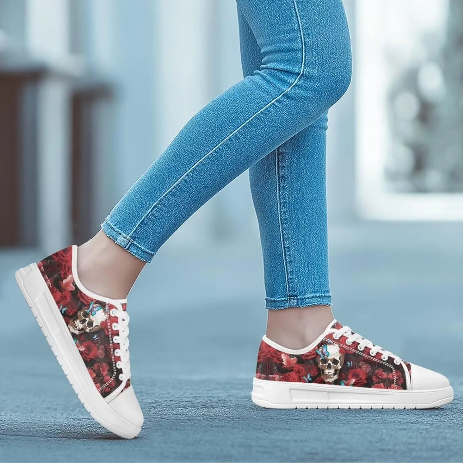 Womens Canvas Sneakers Lightweight Lace Up Fashion Comfortable Canvas Shoes Low Top Slip On Casual Tennis Walking Footwear