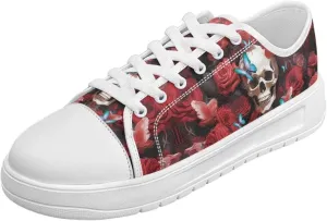 Womens Canvas Sneakers Lightweight Lace Up Fashion Comfortable Canvas Shoes Low Top Slip On Casual Tennis Walking Footwear