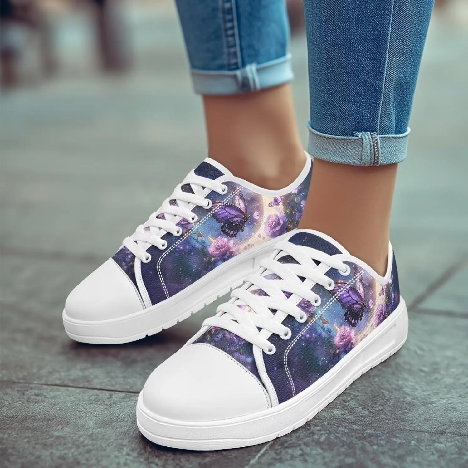 Womens Canvas Sneakers Lightweight Lace Up Fashion Comfortable Canvas Shoes Low Top Slip On Casual Tennis Walking Footwear