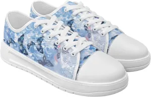 Womens Canvas Sneakers Lightweight Lace Up Fashion Comfortable Canvas Shoes Low Top Slip On Casual Tennis Walking Footwear