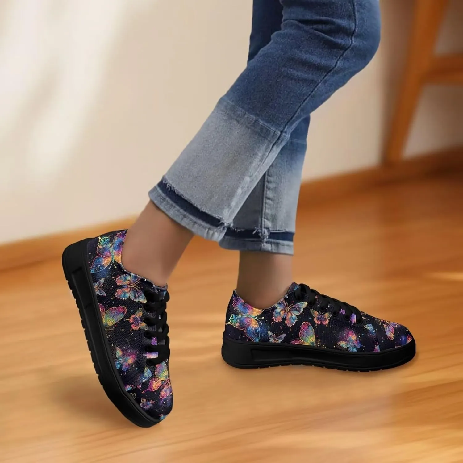 Women’s Canvas Sneakers Orthotic Walking Shoes with Memory Foam Non-Slip Canvas Shoes for Hiking Walking Running