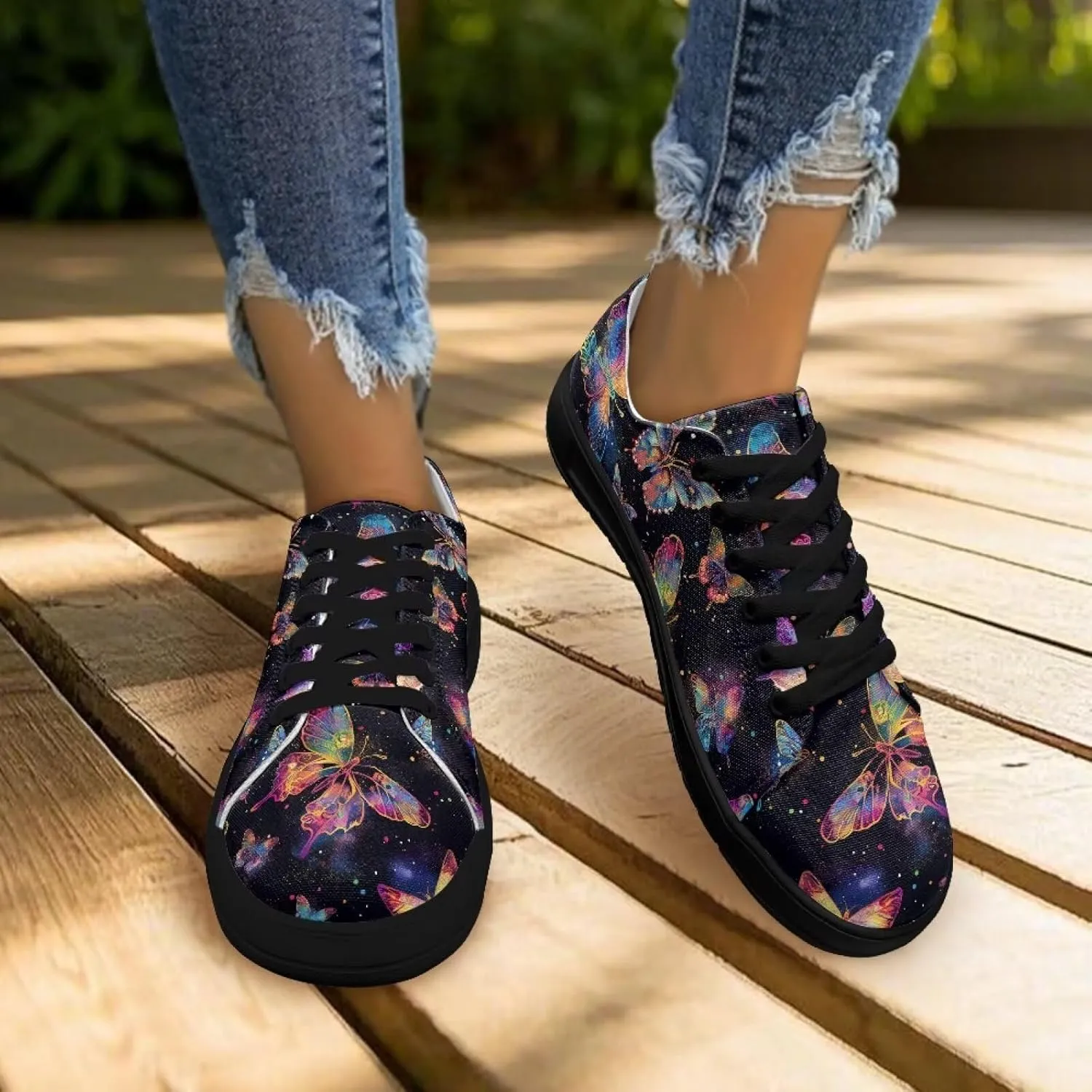 Women’s Canvas Sneakers Orthotic Walking Shoes with Memory Foam Non-Slip Canvas Shoes for Hiking Walking Running