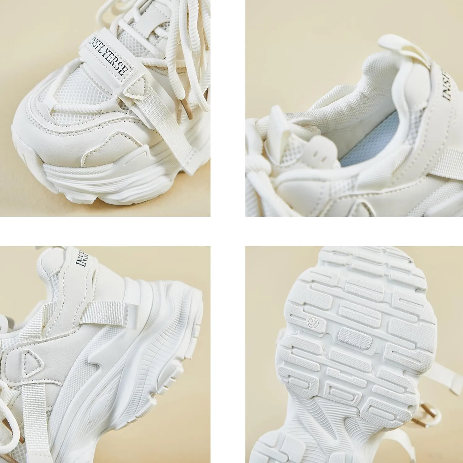 Womens Casual Shoes Comfortable Mesh Chunky Sneakers Trendy Lace-Up Athletic Shoes for Everyday