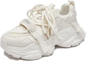 Womens Casual Shoes Comfortable Mesh Chunky Sneakers Trendy Lace-Up Athletic Shoes for Everyday