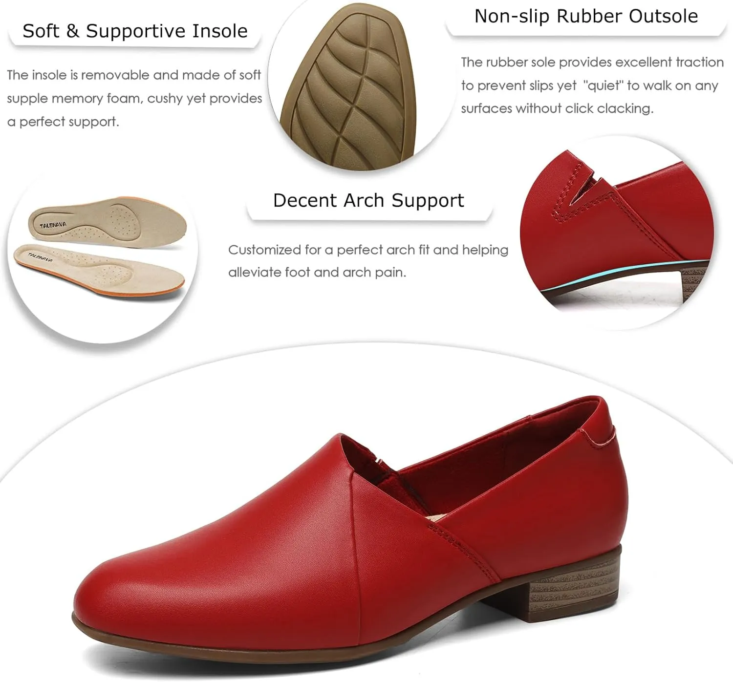 Women's Classic Comfort Dress Shoes Casual Leather Loafers Flats Cute Versatile Slip-Ons Everyday Work Shoes