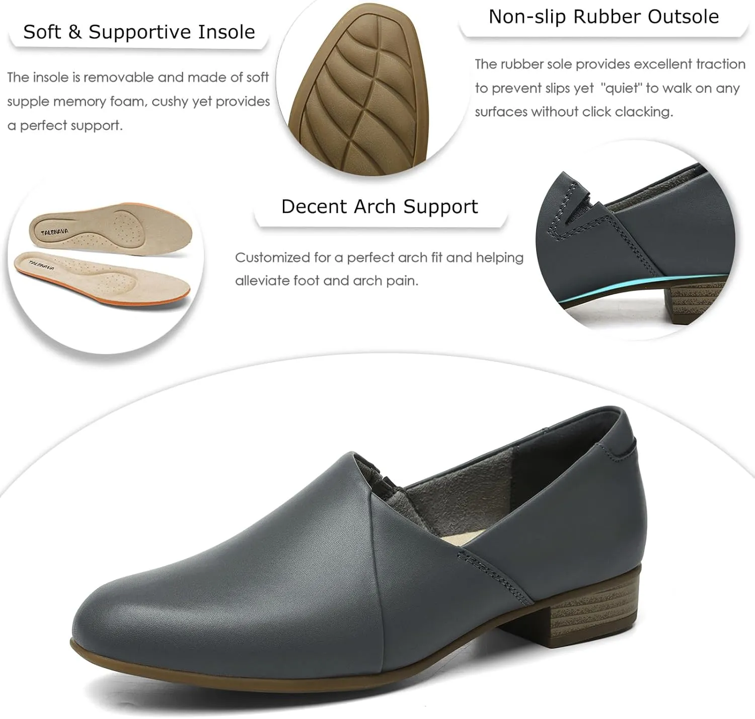 Women's Classic Comfort Dress Shoes Casual Leather Loafers Flats Cute Versatile Slip-Ons Everyday Work Shoes