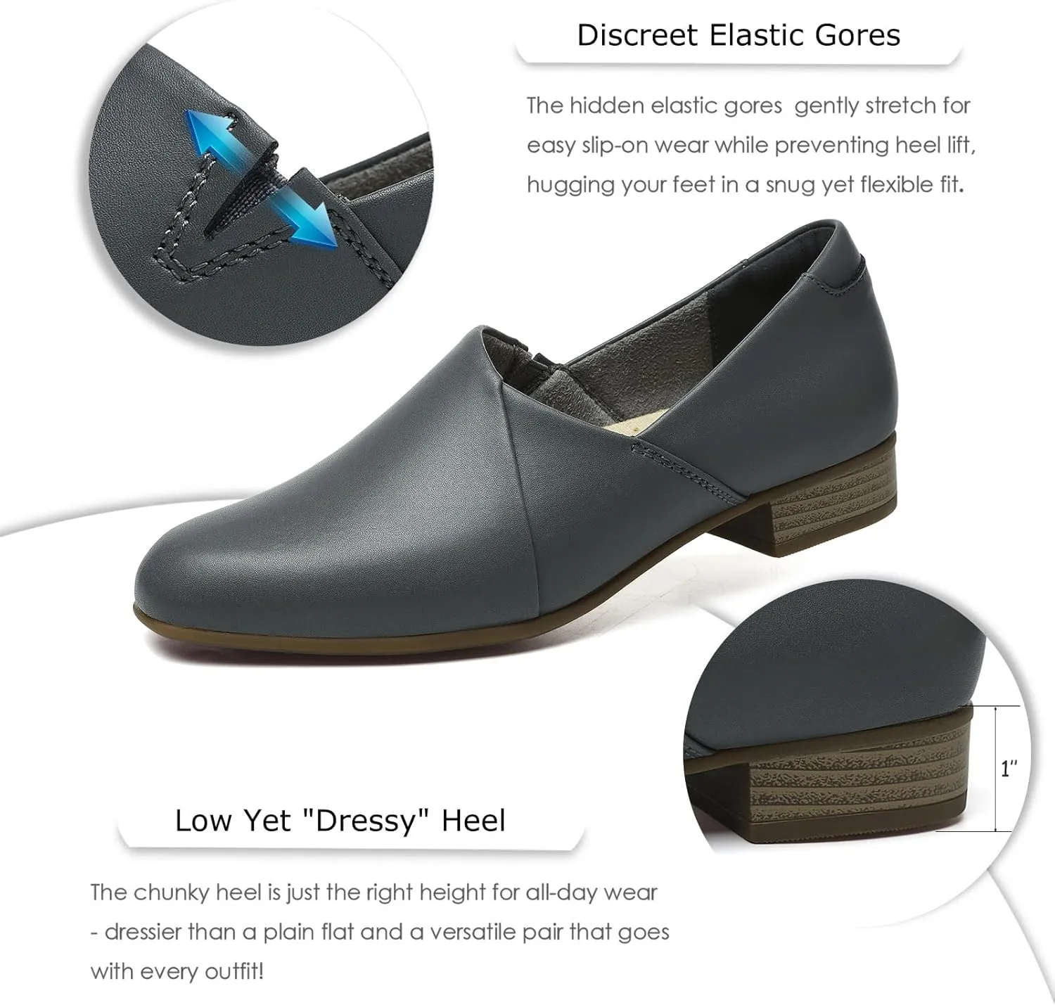 Women's Classic Comfort Dress Shoes Casual Leather Loafers Flats Cute Versatile Slip-Ons Everyday Work Shoes
