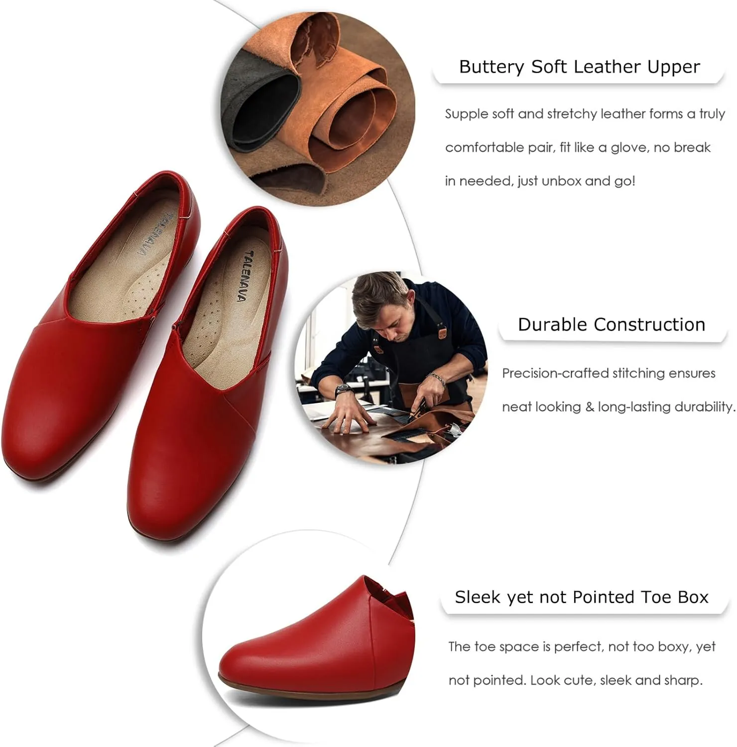 Women's Classic Comfort Dress Shoes Casual Leather Loafers Flats Cute Versatile Slip-Ons Everyday Work Shoes