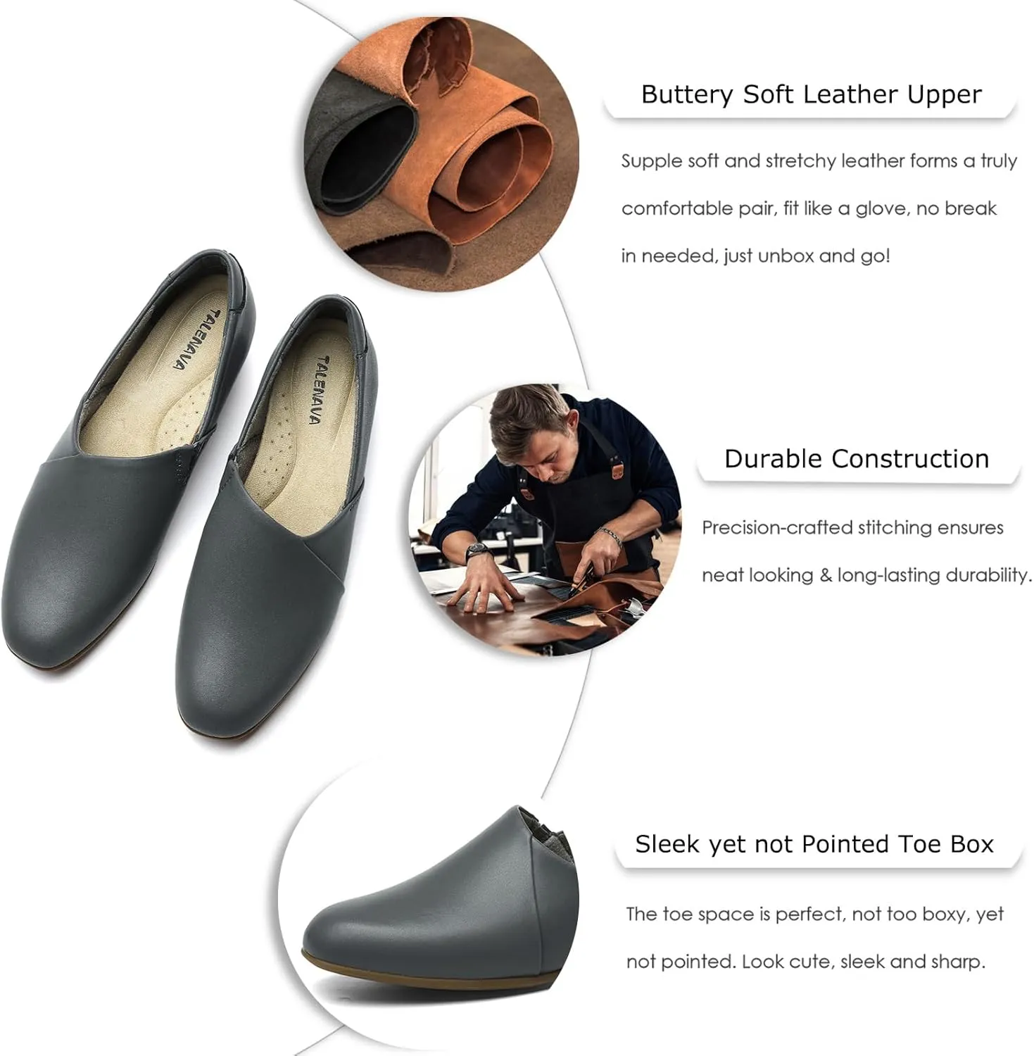 Women's Classic Comfort Dress Shoes Casual Leather Loafers Flats Cute Versatile Slip-Ons Everyday Work Shoes