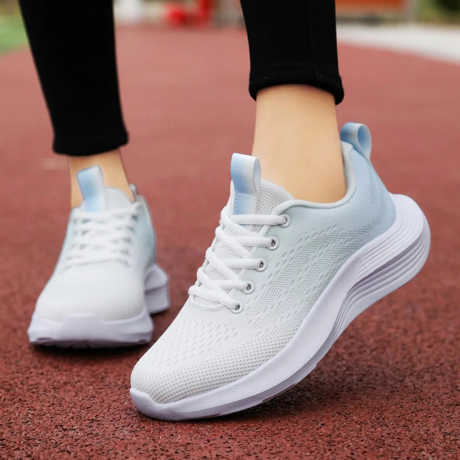 Womens Comfortable Sneakers with Arch Support,Non Slip Cushioned Running Shoes for Women,Summer Breathable Mesh Knit Lightweight Sneaker Travel Friendly Footwear Gym Workout Shoes Daily Work