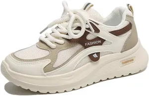 Women's Fashion Chunky Lace Up Sneakers Casual Platform Sneakers Lightweight Walking Running Shoes