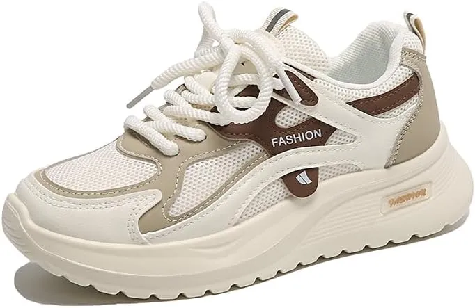 Women's Fashion Chunky Lace Up Sneakers Casual Platform Sneakers Lightweight Walking Running Shoes