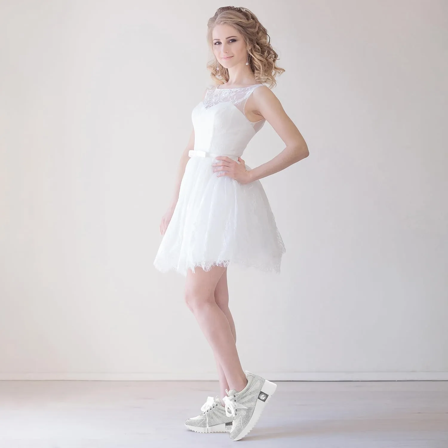 Women's Fashion Glitter Sneakers Platform Wedge Shoes Sparkly Rhinestone High Top Sneakers Trendy Sequin Shoes Wedding Bride Dress