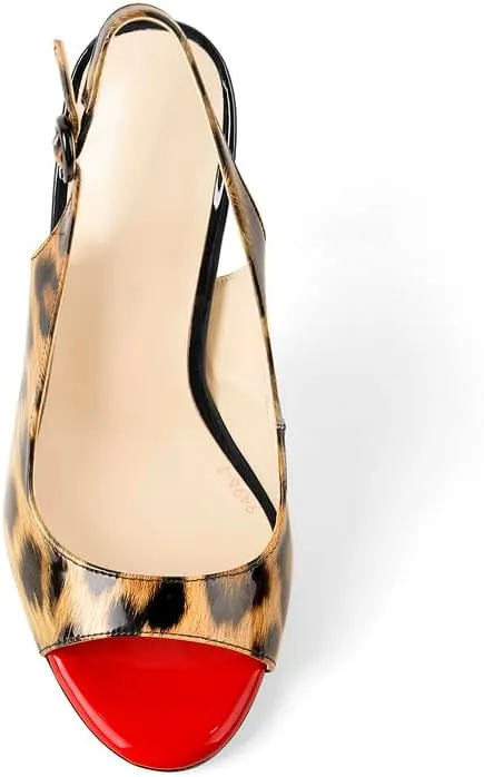 Women's Fashion Open Peep Toe Adjustable Buckle Backstrap Slingback Stiletto Heel Dress Sandals
