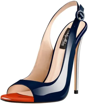 Women's Fashion Open Peep Toe Adjustable Buckle Backstrap Slingback Stiletto Heel Dress Sandals