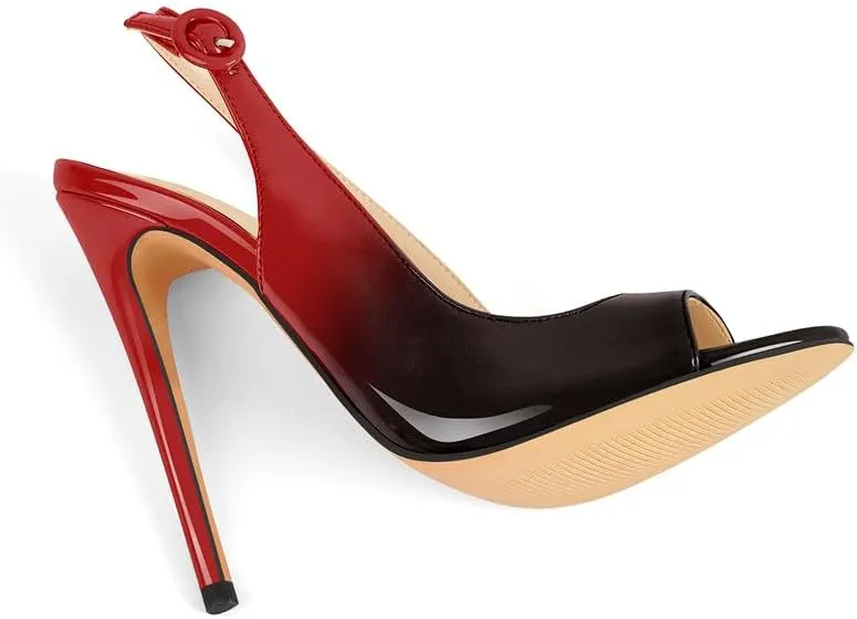 Women's Fashion Open Peep Toe Adjustable Buckle Backstrap Slingback Stiletto Heel Dress Sandals
