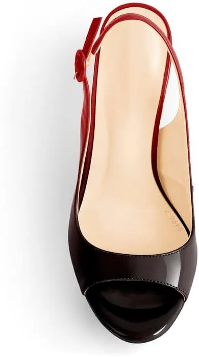 Women's Fashion Open Peep Toe Adjustable Buckle Backstrap Slingback Stiletto Heel Dress Sandals