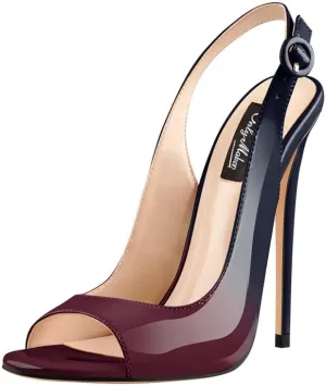 Women's Fashion Open Peep Toe Adjustable Buckle Backstrap Slingback Stiletto Heel Dress Sandals