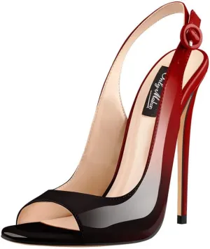 Women's Fashion Open Peep Toe Adjustable Buckle Backstrap Slingback Stiletto Heel Dress Sandals